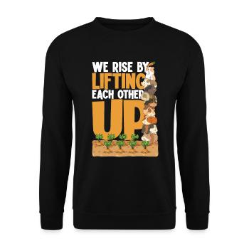 We Rise By Lifting Each Other Up - Unisex Pullover - Schwarz - Vorne - Alina (178cm) & Michal (187cm)