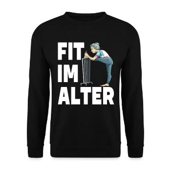 Fit im Alter für die Oma und Großmutter - Unisex Pullover - Schwarz - Vorne - Alina (178cm) & Michal (187cm)