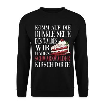 Komm auf die Dunkle Seite des Waldes - Unisex Pullover - Schwarz - Vorne - Alina (178cm) & Michal (187cm)