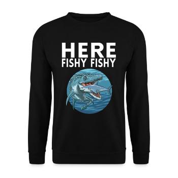 Here Fishy Fischy - Unisex Pullover - Schwarz - Vorne - Alina (178cm) & Michal (187cm)