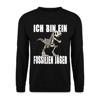 ICH BIN EIN FOSSILIEN JÄGER - Unisex Pullover - Schwarz - Vorne - Alina (178cm) & Michal (187cm)