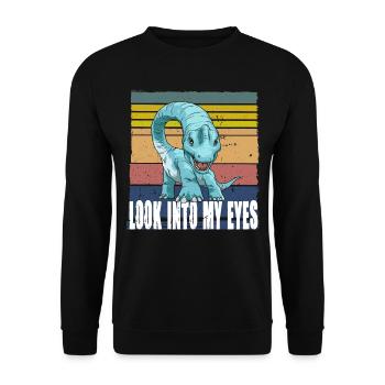 Look Into My Eyes Brachiosaurus Dinosaurier - Unisex Pullover - Schwarz - Vorne - Alina (178cm) & Michal (187cm)