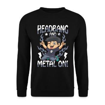 Headbang And Metal On für einen Schüler und Jungs - Unisex Pullover - Schwarz - Vorne - Alina (178cm) & Michal (187cm)