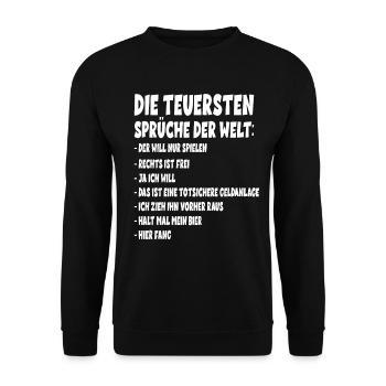Die teuersten Sprüche der Welt - Unisex Pullover - Schwarz - Vorne - Alina (178cm) & Michal (187cm)