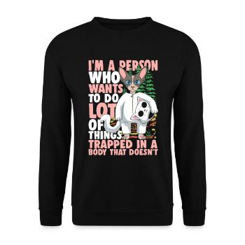 I'm A Person Who Wants To Do Lot Of Things - Unisex Pullover - Schwarz - Vorne - Alina (178cm) & Michal (187cm)