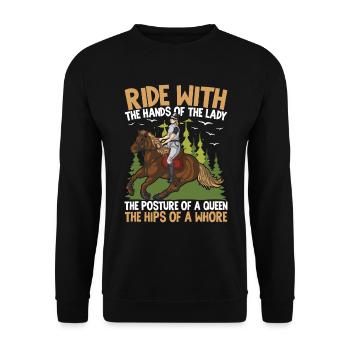 Ride With The Hands Of The Lady The Posture Of A - Unisex Pullover - Schwarz - Vorne - Alina (178cm) & Michal (187cm)