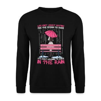 Learning To Dance In The Rain Regenschirm Sturm - Unisex Pullover - Schwarz - Vorne - Alina (178cm) & Michal (187cm)