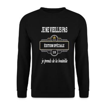 Cadeau drôle 18 ans - Sweat-shirt Unisexe - noir - Devant - Alina (178cm) & Michal (187cm)