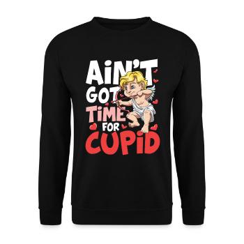 Ain't Got Time For Cupid für den Partner - Unisex Pullover - Schwarz - Vorne - Alina (178cm) & Michal (187cm)