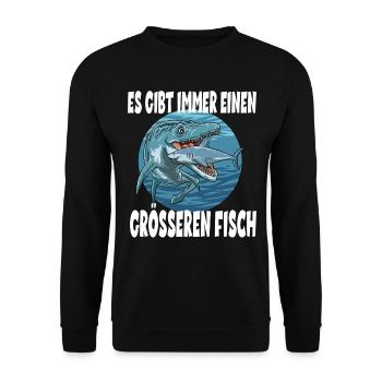 Es gibt immer einen größeren Fisch Elasmosaurus - Unisex Pullover - Schwarz - Vorne - Alina (178cm) & Michal (187cm)