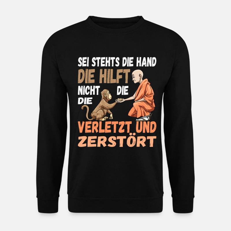 Helfende Hand Helfen Affe Mönch Nächstenliebe - Unisex Pullover - Schwarz