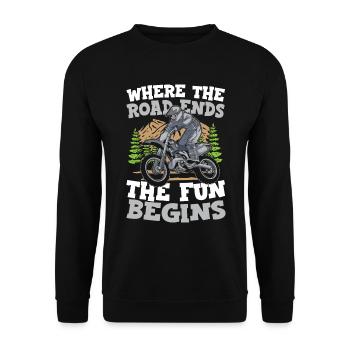 Where The Roads Ends The Fun Begins - Unisex Pullover - Schwarz - Vorne - Alina (178cm) & Michal (187cm)