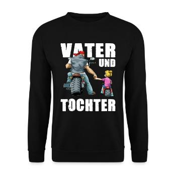 Vater und Tochter Biker Rocker Motorrad - Unisex Pullover - Schwarz - Vorne - Alina (178cm) & Michal (187cm)