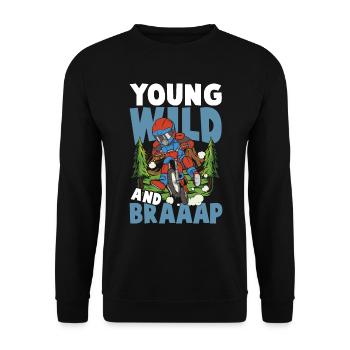 Young Wild And Braaap - Unisex Pullover - Schwarz - Vorne - Alina (178cm) & Michal (187cm)