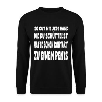 Hatte Schon Kontakt Zu Einem Penis - Unisex Pullover - Schwarz - Vorne - Alina (178cm) & Michal (187cm)