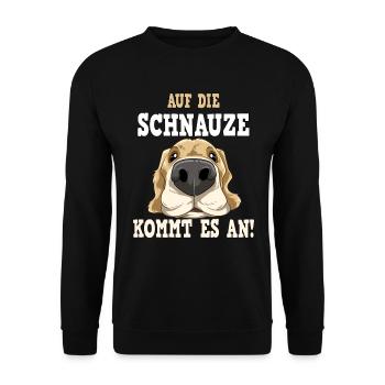 AUF DIE SCHNAUZE KOMMT ES AN - Unisex Pullover - Schwarz - Vorne - Alina (178cm) & Michal (187cm)