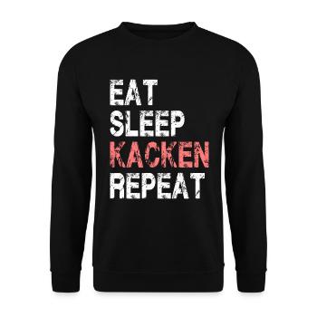 Eat Sleep Kacken Repeat für Männer und Frauen - Unisex Pullover - Schwarz - Vorne - Alina (178cm) & Michal (187cm)