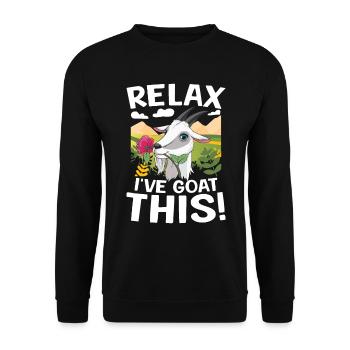 Relax I've Goat This - Unisex Pullover - Schwarz - Vorne - Alina (178cm) & Michal (187cm)