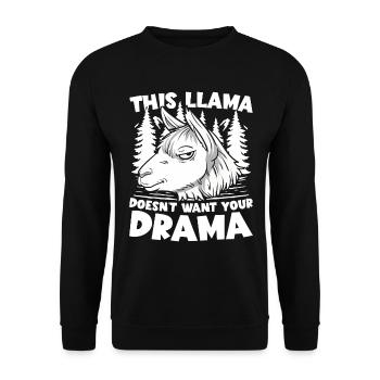 This Llama Don't Need Your Drama für Lama - Unisex Pullover - Schwarz - Vorne - Alina (178cm) & Michal (187cm)