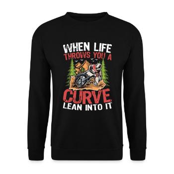 When Life Throws You A Curve Lean Into It - Unisex Pullover - Schwarz - Vorne - Alina (178cm) & Michal (187cm)