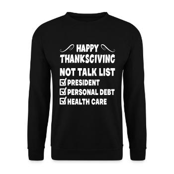 Happy Thanksgiving Not Talk List Erntedankfest - Unisex Pullover - Schwarz - Vorne - Alina (178cm) & Michal (187cm)
