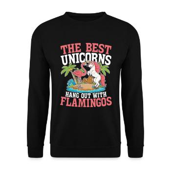 The Best Unicorns Hang Out With Flamingos für - Unisex Pullover - Schwarz - Vorne - Alina (178cm) & Michal (187cm)