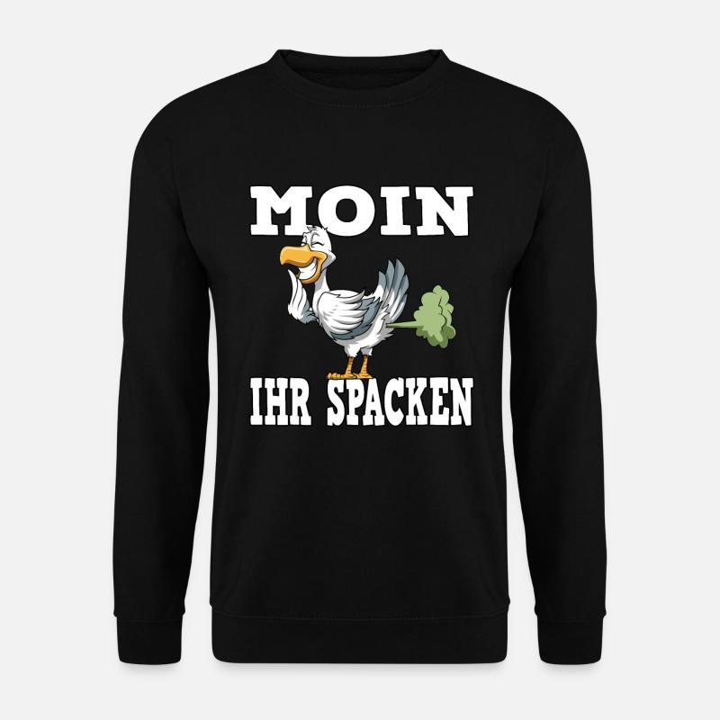 MOIN IHR SPACKEN für einen Möwen Spruch - Unisex Pullover - Schwarz