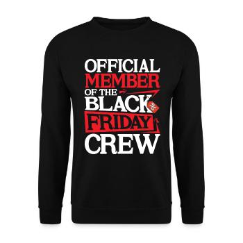 Official Member Of The Black Friday Crew - Unisex Pullover - Schwarz - Vorne - Alina (178cm) & Michal (187cm)