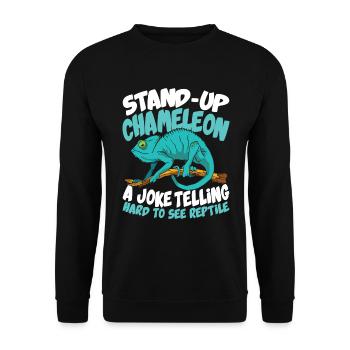 Stand Up Chameleon A Joke Telling Hard To See - Unisex Pullover - Schwarz - Vorne - Alina (178cm) & Michal (187cm)
