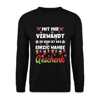 MIT MIR VERWANDT ZU SEIN IST DAS EINZIG WAHRE - Unisex Pullover - Schwarz - Vorne - Alina (178cm) & Michal (187cm)
