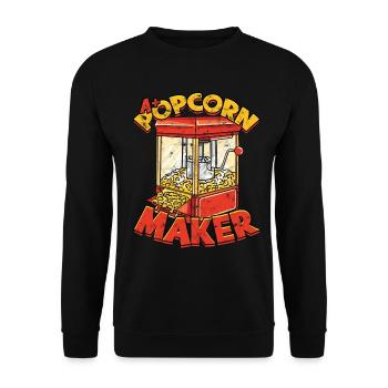 Popcorn Cinema Gift Gift Idea Film Corn Filma - Unisex Sweatshirt - black - Front - Alina (178cm) & Michal (187cm)