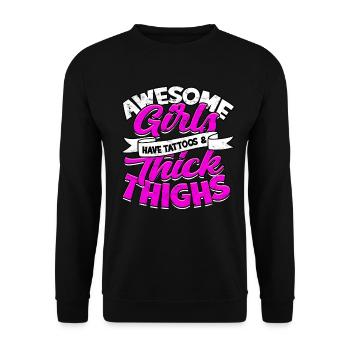 Dick Thick Thighs Thick Thighs Thighs - Unisex Sweatshirt - black - Front - Alina (178cm) & Michal (187cm)