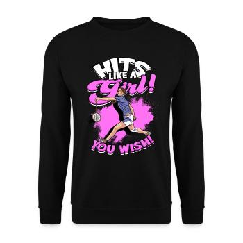 Badminton Girl Spiking Sport Player Spike - Unisex Sweatshirt - black - Front - Alina (178cm) & Michal (187cm)