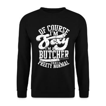 Sexy Butcher Meat Cutter Cook Couteaux - Sweat-shirt Unisexe - noir - Devant - Alina (178cm) & Michal (187cm)