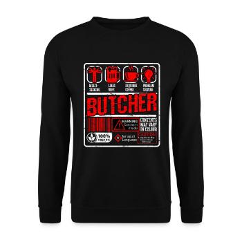Boucher Découpeur de viande Couteaux de cuisson Boucher - Sweat-shirt Unisexe - noir - Devant - Alina (178cm) & Michal (187cm)