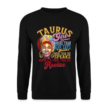 Black Bull Queen April Zodiac Astrology - Unisex Sweatshirt - black - Front - Alina (178cm) & Michal (187cm)