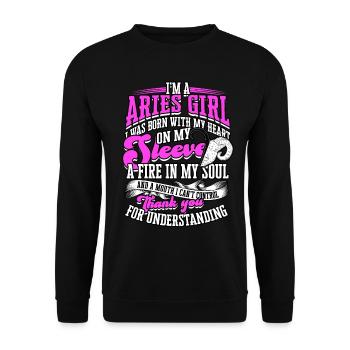 Aries Queen March April Zodiac Astrology Aries - Unisex Sweatshirt - black - Front - Alina (178cm) & Michal (187cm)