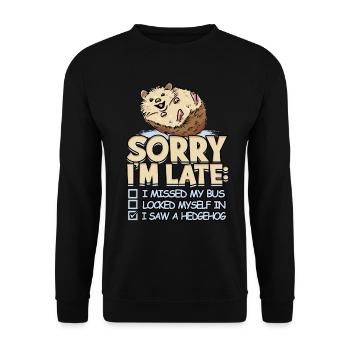 Igelbesitzer Igel Liebhaber niedlicher Tier Hedgie - Unisex Pullover - Schwarz - Vorne - Alina (178cm) & Michal (187cm)
