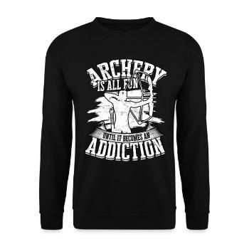 Bogenschießen Pfeil Hunter Bögen Jagd Bogenschütze - Unisex Pullover - Schwarz - Vorne - Alina (178cm) & Michal (187cm)