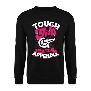 Anhang Operation Appendektomie Entfernung - Unisex Pullover - Schwarz - Vorne - Alina (178cm) & Michal (187cm)