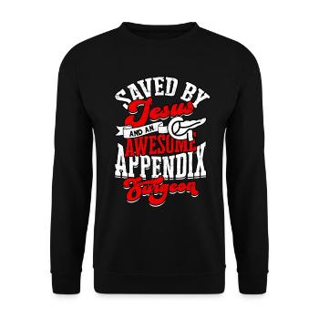 Anhang Operation Appendektomie Entfernung - Unisex Pullover - Schwarz - Vorne - Alina (178cm) & Michal (187cm)