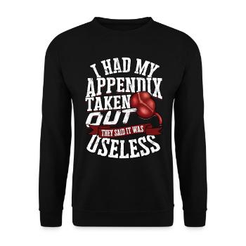 Anhang Operation Appendektomie Entfernung - Unisex Pullover - Schwarz - Vorne - Alina (178cm) & Michal (187cm)