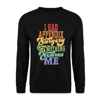 Anhang Operation Appendektomie Entfernung - Unisex Pullover - Schwarz - Vorne - Alina (178cm) & Michal (187cm)