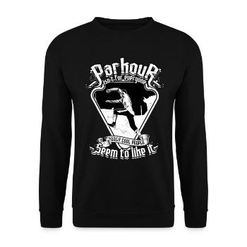 Parkour Freerunning Runner Back Flip Jumping - Unisex Sweatshirt - black - Front - Alina (178cm) & Michal (187cm)
