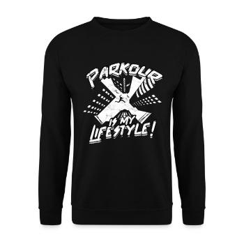 Parkour Freerunning Runner Back Flip Jumping - Unisex Sweatshirt - black - Front - Alina (178cm) & Michal (187cm)