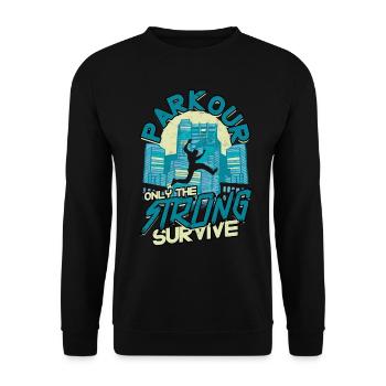 Parkour Freerunning Runner Back Flip Jumping - Unisex Sweatshirt - black - Front - Alina (178cm) & Michal (187cm)
