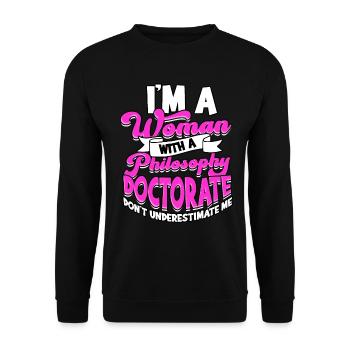 Woman with a doctoral philosophy - Unisex Sweatshirt - black - Front - Alina (178cm) & Michal (187cm)