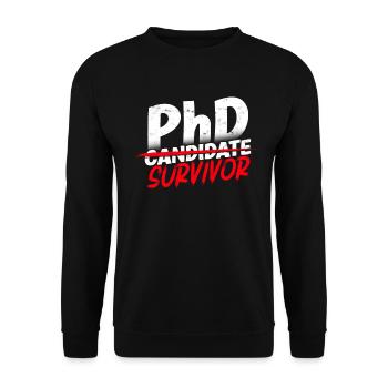 Ph.D. Survivor PhD Student Philosophy PhD - Unisex Sweatshirt - black - Front - Alina (178cm) & Michal (187cm)