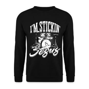 Drummer Jesus Cross Drummer Drummer - Unisex Sweatshirt - black - Front - Alina (178cm) & Michal (187cm)