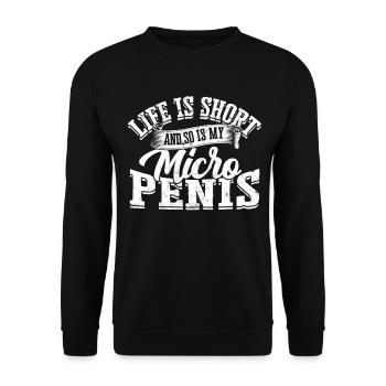 Mikropenis Kleiner Penis Sex Schwanz Club Micro - Unisex Pullover - Schwarz - Vorne - Alina (178cm) & Michal (187cm)